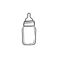 Bottle baby pacifier doodle vector icon cute