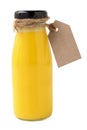 Bottle of banana milk isolated on white background Royalty Free Stock Photo