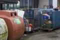 Bottle banks and stainless steel collection cages at the modern environmentally friendly recycling centre in Bangor County Down No