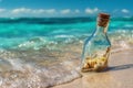 Bottle on the beach Ai photo Royalty Free Stock Photo