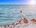 Bottle on the beach Royalty Free Stock Photo