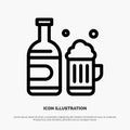 Bottle, Beer, Cup, Canada Line Icon Vector Royalty Free Stock Photo