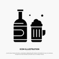 Bottle, Beer, Cup, Canada solid Glyph Icon vector Royalty Free Stock Photo