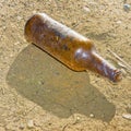 Bottle of beer glass abandoned on the gound