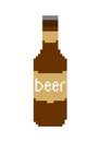 Bottle beer pixel art. 8 bit Vector illustration Royalty Free Stock Photo