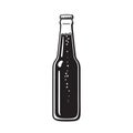 Bottle of beer or soda. Hand drawn vector illustration isolated on white. Royalty Free Stock Photo