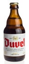 Bottle of Belgian Duvel beer isolated on white Royalty Free Stock Photo