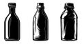 Bottle black icon. Set of drawing bottle silhouettes isolated