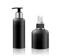 Bottle black products mockup cosmetic design collection isolated on whtie background