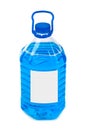 Bottle with blue liquid and blank label Royalty Free Stock Photo