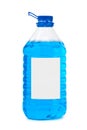 Bottle with blue liquid and blank label Royalty Free Stock Photo