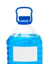 Bottle with blue liquid and blank label Royalty Free Stock Photo