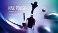 Bottle Of Blue Nail Polish Product Banner Vector Royalty Free Stock Photo