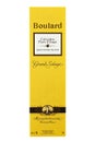 Bottle of Boulard Calvados, Grand Solage in cardboard box isolated on white background. File contains clipping path