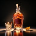 3d Rendered Mansion House Brandy Scotch Whisky Bottle And Glass Royalty Free Stock Photo