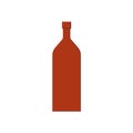 Bottle of brandy, great design for any purposes. Flat style. Color form. Party drink concept. Icon bottle with cap on white
