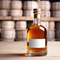 Bottle of brown alcohol: whiskey, brandy, rum, generic blank product packaging mockup photo