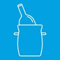 Bottle in bucket thin line icon