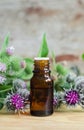 Bottle of burdock extract (oil, tincture, infusion)