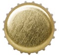 Golden bottle cap isolated on white background