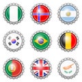 Bottle cap national flags Royalty Free Stock Photo