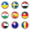 Bottle cap national flags Royalty Free Stock Photo