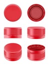 Bottle caps. Colorful realistic plastic caps for food containers polyethylene bottles for water drinks decent vector top Royalty Free Stock Photo