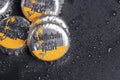 Bottle caps of Schofferhofer beer. Royalty Free Stock Photo