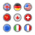 Bottle caps set-flags Royalty Free Stock Photo