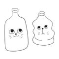 The Bottle Cats Cute Line Art Royalty Free Stock Photo
