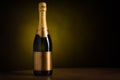 Bottle of champagne with blank golden label Royalty Free Stock Photo