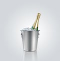 Bottle champagne in a bucket with ice Royalty Free Stock Photo