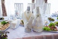bottles of champagne at the wedding on the table Royalty Free Stock Photo