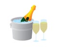 Bottle of Champagne in a Bucket with Ice Royalty Free Stock Photo