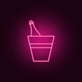 a bottle of champagne in a bucket icon. Elements of hotel in neon style icons. Simple icon for websites, web design, mobile app, Royalty Free Stock Photo