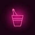 a bottle of champagne in a bucket icon. Elements of hotel in neon style icons. Simple icon for websites, web design, mobile app, Royalty Free Stock Photo