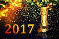 Bottle of champagne.Christmas background Royalty Free Stock Photo
