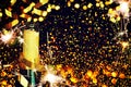 Bottle of champagne.Christmas background Royalty Free Stock Photo