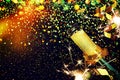 Bottle of champagne.Christmas background Royalty Free Stock Photo