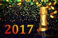 Bottle of champagne.Christmas background Royalty Free Stock Photo