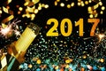 Bottle of champagne.Happy new year Royalty Free Stock Photo
