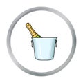 Bottle of champagne in an ice bucket icon in cartoon style isolated on white background. Restaurant symbol stock vector Royalty Free Stock Photo