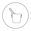 Bottle of champagne in an ice bucket icon in outline style isolated on white background. Restaurant symbol stock vector Royalty Free Stock Photo