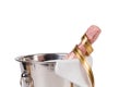 A bottle of champagne in an ice bucket Royalty Free Stock Photo
