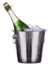 Bottle of champagne in ice bucket Royalty Free Stock Photo