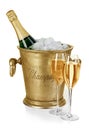 Bottle of champagne in ice bucket Royalty Free Stock Photo