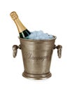 Bottle of champagne in ice bucket Royalty Free Stock Photo