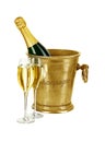 Bottle of champagne in ice bucket Royalty Free Stock Photo