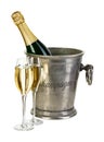 Bottle of champagne in ice bucket Royalty Free Stock Photo