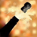 Bottle of champagne to spray on a abstract background Royalty Free Stock Photo
